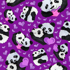 cute panda pattern. background for web and print purpose. marker art
