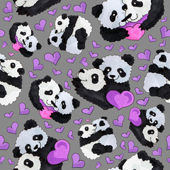 cute panda pattern. background for web and print purpose. marker art