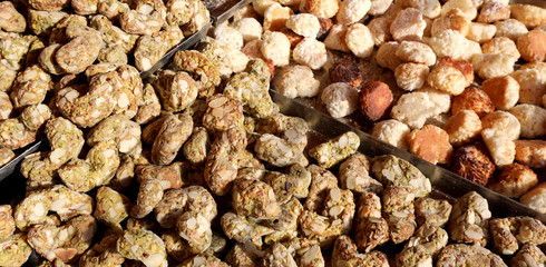 background of handmade biscuits made with sugar and almonds