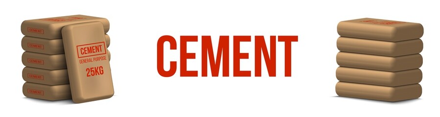 Creative vector illustration of cement bags, paper sacks isolated on transparent background. Art design template. Abstract concept graphic element