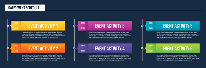 Creative vector illustration of daily event schedule blank isolated on transparent background. Art design timeline business day plan. Abstract concept timetable, timeframe board graphic element