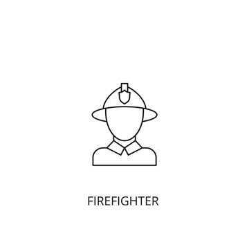Firefighter vector icon, outline style, editable stroke