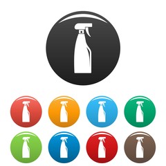 Fototapeta premium Cleaning spray icons set 9 color vector isolated on white for any design