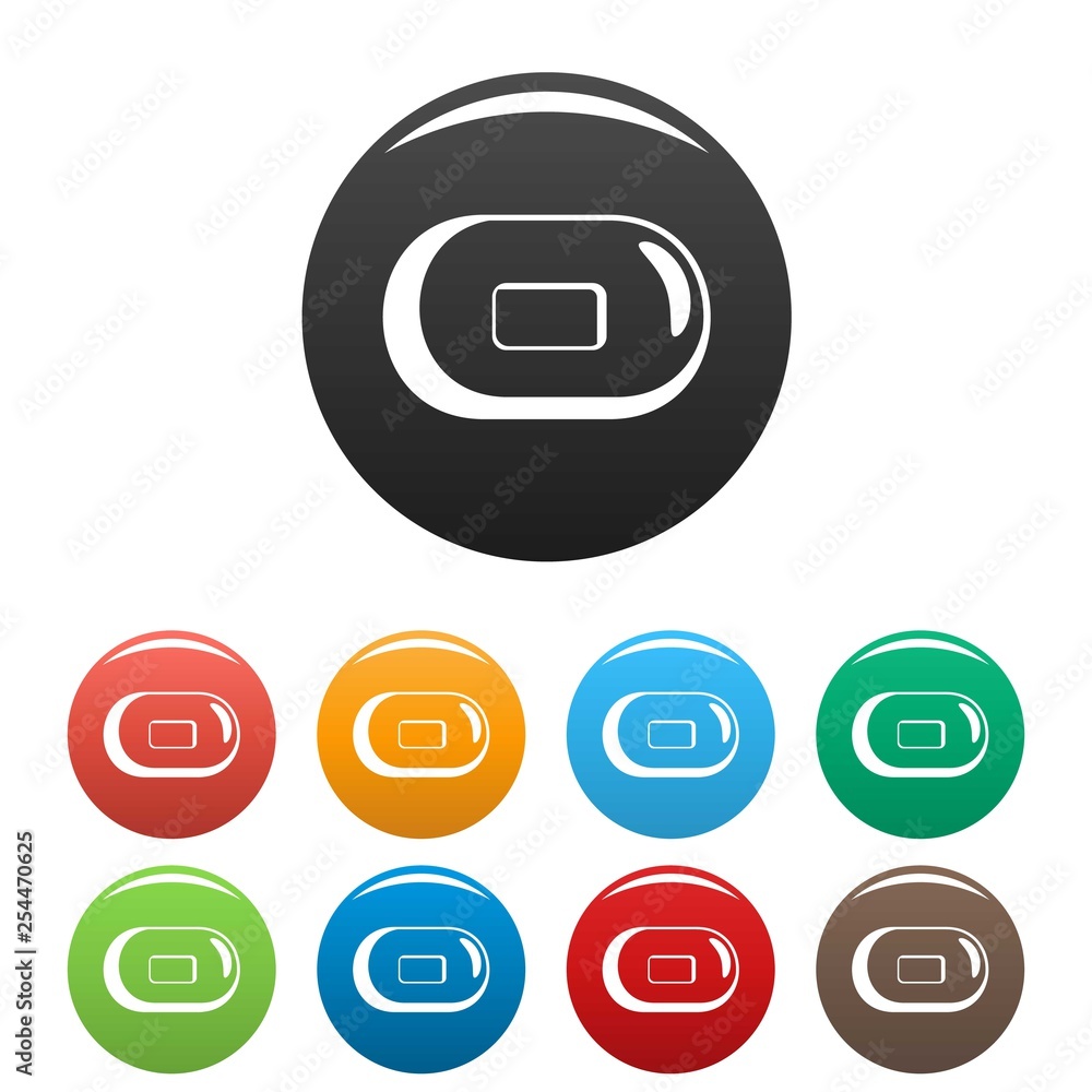 Poster soap icons set 9 color vector isolated on white for any design