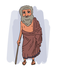 ancient greek old man in himation