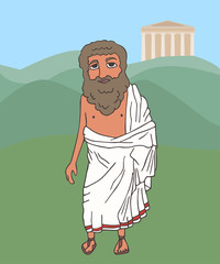 ancient greek old man on Greece background
