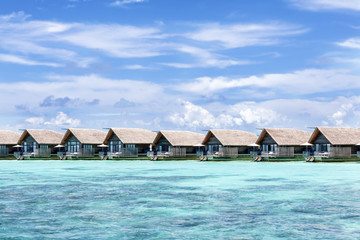 Luxury hotel's rooms at the water, Maldives islands