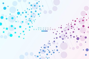 Structure molecule and communication. Dna, atom, neurons. Scientific concept for your design. Connected lines with dots. Medical, technology, chemistry, science background. Vector illustration.