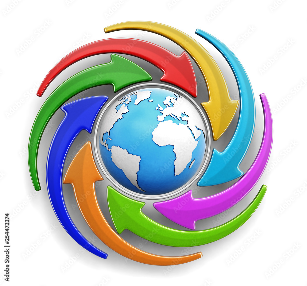 Poster globe and circular graph. image with clipping path