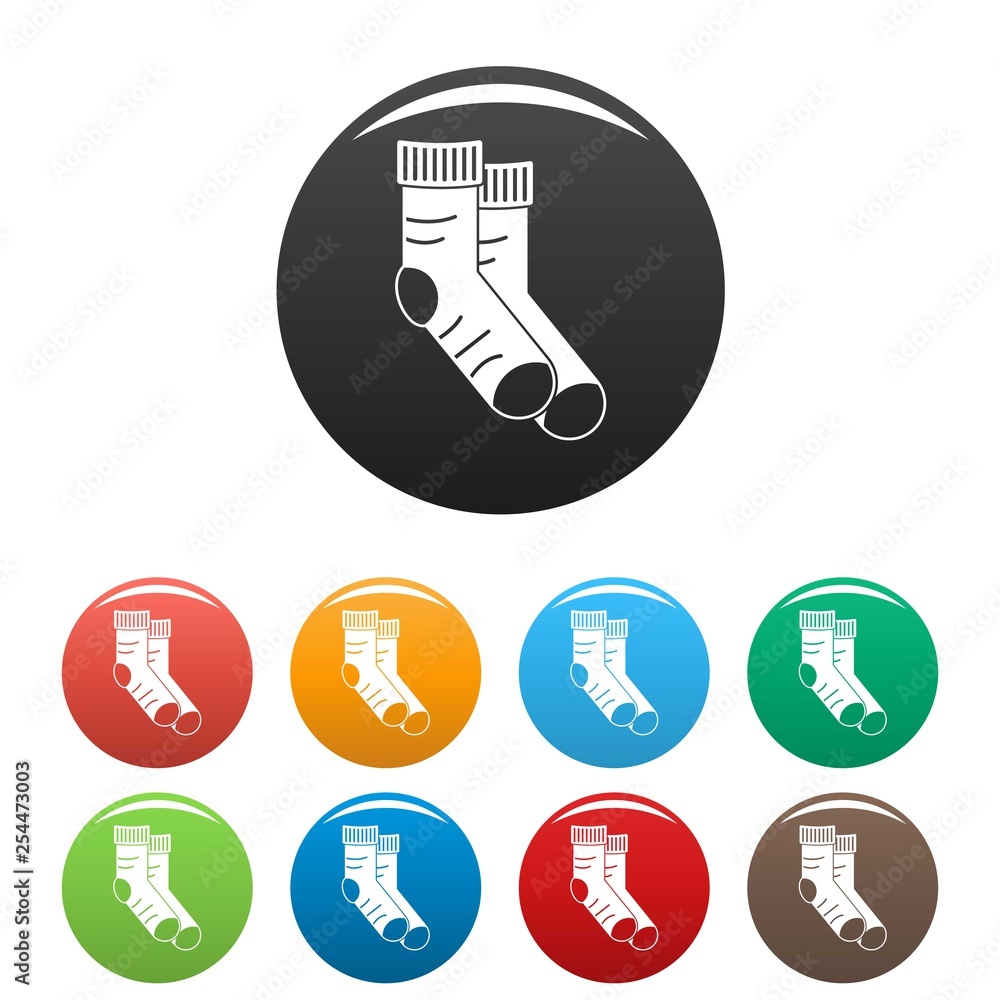 Poster clean socks icons set 9 color vector isolated on white for any design