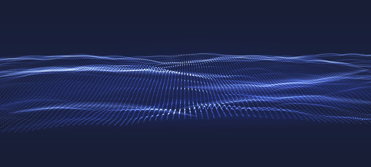 3D Data technology background. Music abstract illustration. Equalizer for music, showing sound waves. Vector design