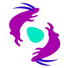 line rabbit and egg vector illustration. Easter themed vector illustration for gift card, flyer, certificate or banner, icon, logo, patch, sticker