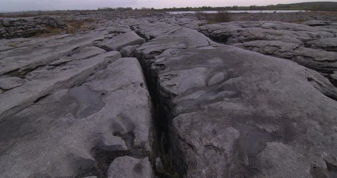 Burren Ireland limestone stone karst landscape crevice POV