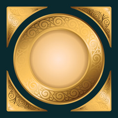 Golden ornate decorative emblem