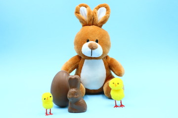 Funny Easter Composition with Teddy Bunny