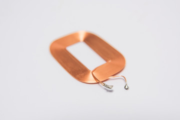 Copper Coil. Parts Charging Device. Copper wire for electronics.