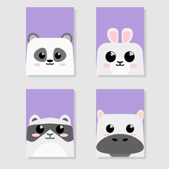 CARTOON CUTE BABY ANIMAL ICON SET CARD