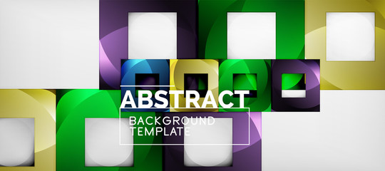 Naklejka premium Abstract geometric background. Glossy square shapes composition on grey, minimalistic style template with copyspace
