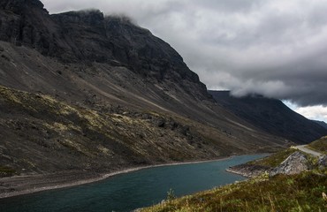 View of the mountain river and mountains