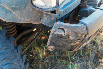 Fototapeta premium Damaged front bumper on car