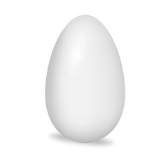 Single standing blank egg isolated on white background, realistic vector illustration