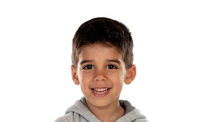 Funny small child with dark hair and black eyes