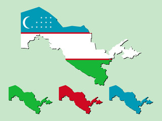 Uzbekistan with national flag  map 