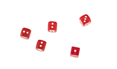red dices casino on a white background, gambling luck