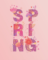 Spring card, papercut style. vector.