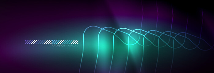 Glowing neon abstract lines, techno futuristic template