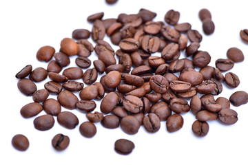 Coffee beans. Beans in a coffee grinder. Hot drink.