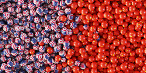 Political relationships between USA and China, original 3d rendering