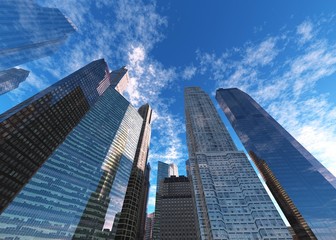 Obraz na płótnie Canvas Skyscrapers against the sky bottom view, modern buildings,