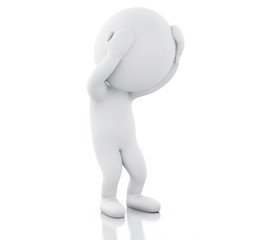3d white people with headache.