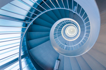 Blue spiral stairs  - Powered by Adobe