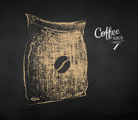 Sketch of closed sack with coffee beans