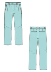 Vector illustration of mens jeans. Front and back