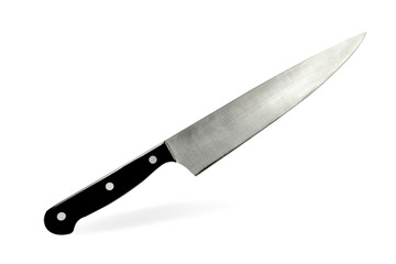 Professional steel kitchen knife isolated on white background