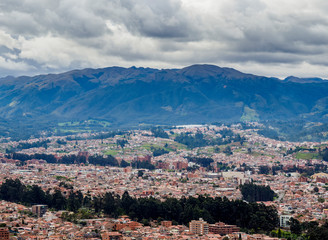 Fototapeta na wymiar Cuenca Cityscape from Turi View Point, Azuay Province, Ecuador