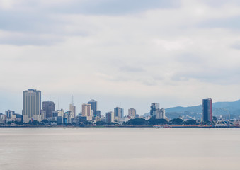 Obraz premium View over Guayas River towards City Center, Guayaquil, Guayas Province, Ecuador