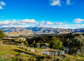 Fototapeta na wymiar Landscape of the mountains in Pujili Canton, Cotopaxi Province, Ecuador
