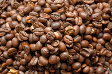 coffee beans background close up