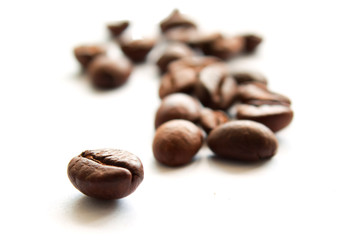coffee beans isolated on white background closeup