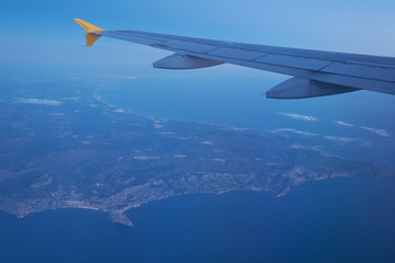 Fototapeta na wymiar Costa Blanca view from plane porthole