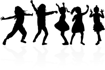 Dancing children silhouettes.