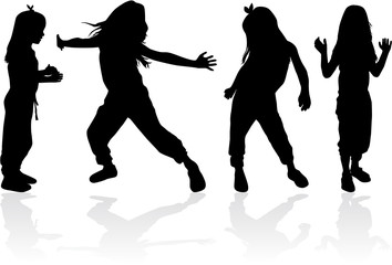 Obraz premium Dancing children silhouettes.
