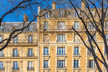 Paris, ancient buildings, typical facades boulevard Pereire