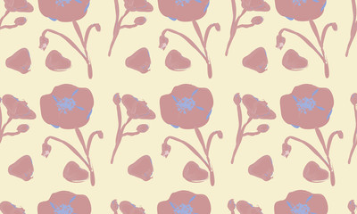 Vector seamless pattern with lovely poppies.