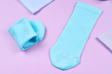 Colorful collection of cotton socks.