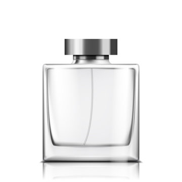 Perfume glass bottle on white background isolated vector illustration